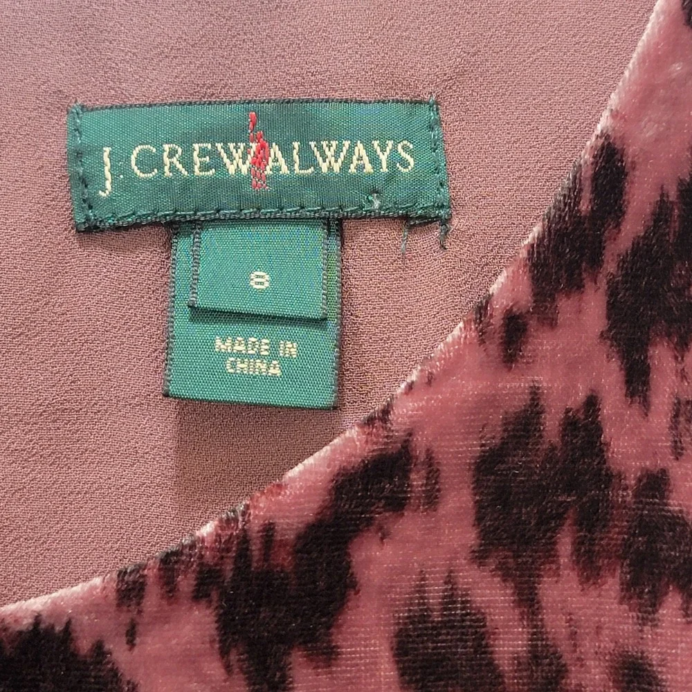 Vintage J. Crew Always Tank Top‎ Cami Women Size 8 Leopard Printed Mauve Velvet
